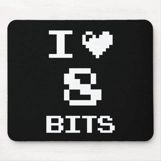 I Liebe 8 Bits, Gamer Geek Design Mousepad (Vorne)