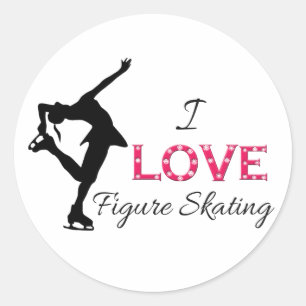 I LIEBE Abbildung Skaten, Schneeflocken und Skater Runder Aufkleber