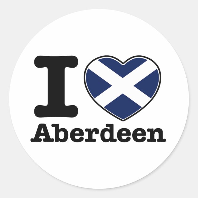I Liebe Aberdeen Runder Aufkleber (Vorderseite)