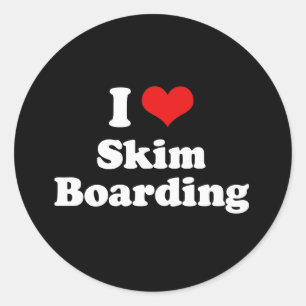 I Liebe-Abgeschöpft-Boarding-T-Shirt Runder Aufkleber