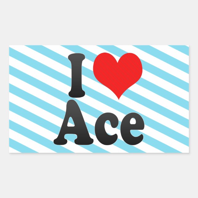 I Liebe Ace Rechteckiger Aufkleber (Vorderseite)