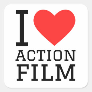 I Liebe Action Film Quadratischer Aufkleber