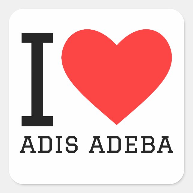 I Liebe adis adeba Quadratischer Aufkleber (Vorderseite)