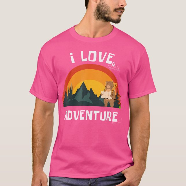 I Liebe Adventure Bear Explorer - Backpacker Hikin T-Shirt (Vorderseite)