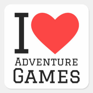 I Liebe Adventure Games Quadratischer Aufkleber