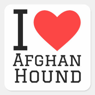 I Liebe afghan hound Quadratischer Aufkleber