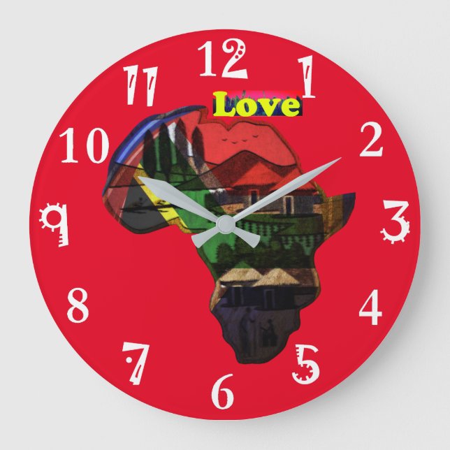 I Liebe Africa Kenya My Zuhause Print Design Große Wanduhr (Vorderseite)
