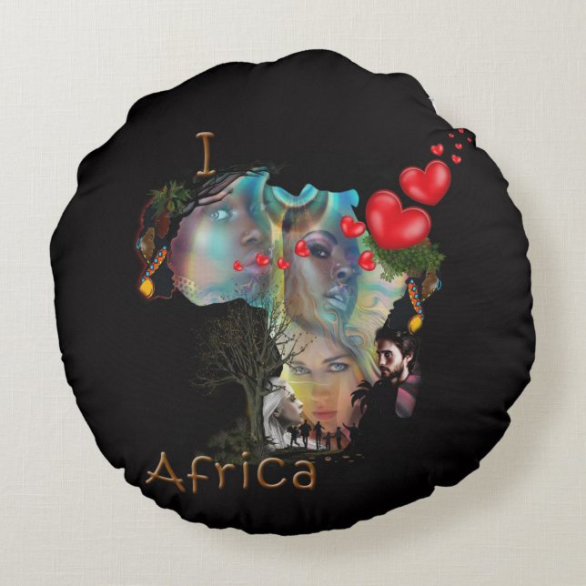I Liebe Afrika Rundes Kissen (Rückseite)