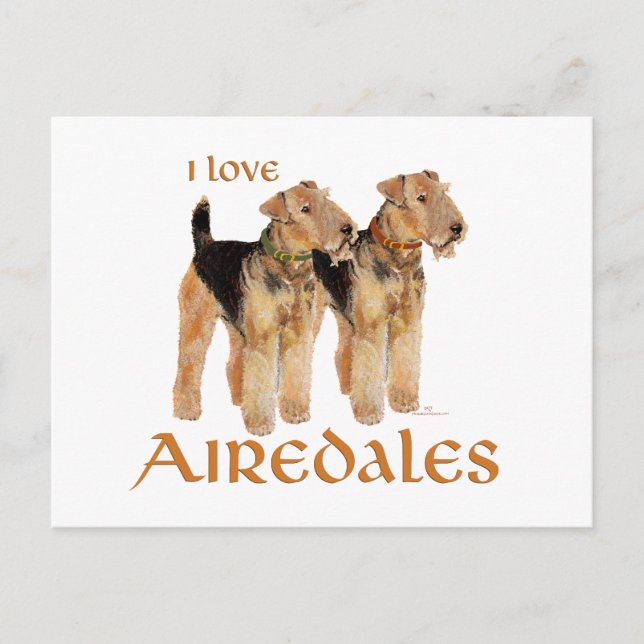 I Liebe Airedales Postkarte (Vorderseite)
