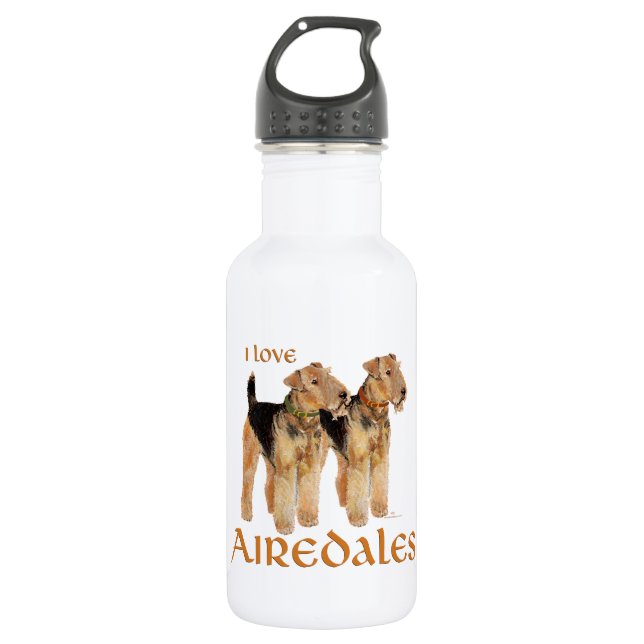 I Liebe Airedales Trinkflasche (Vorderseite)