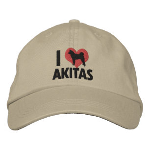 I Liebe Akitas bestickter Hut