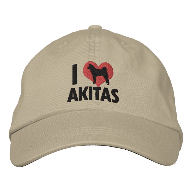 I Liebe Akitas bestickter Hut (Vorderseite)