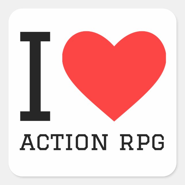 I Liebe Aktion rpg Quadrat Aufkleber (Vorderseite)