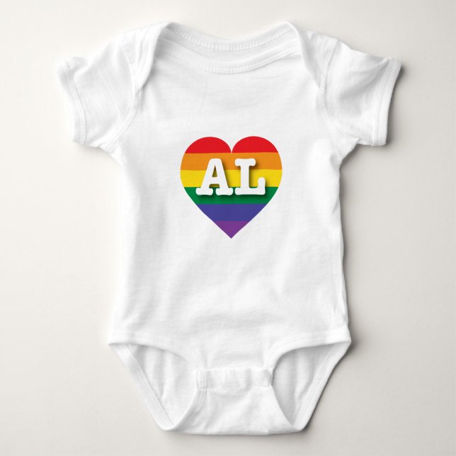 I Liebe Alabama Rainbow Heart Baby Strampler (Vorderseite)