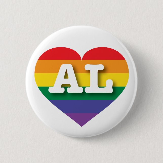 I Liebe Alabama Rainbow Heart Button (Vorderseite)