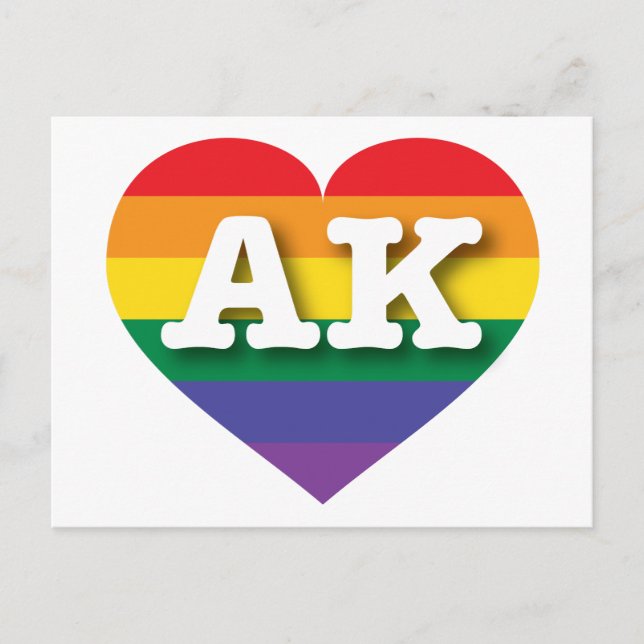 I Liebe Alaska Rainbow Heart Postkarte (Vorderseite)