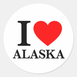 I Liebe Alaska Runder Aufkleber