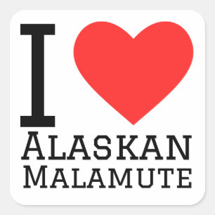 I Liebe Alaskan malamute Quadratischer Aufkleber