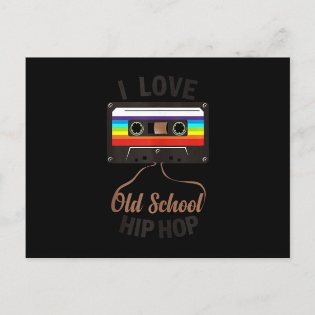I LIEBE ALD SCHOOL HIP HOP Music 80er 90s Cassette Einladungspostkarte (Vorderseite)