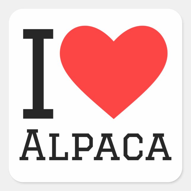 I Liebe Alpaka Quadratischer Aufkleber (Vorderseite)