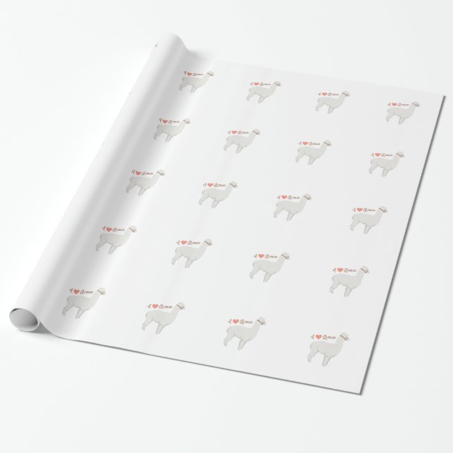 I Liebe-Alpakas Geschenkpapier (Ungerollt)