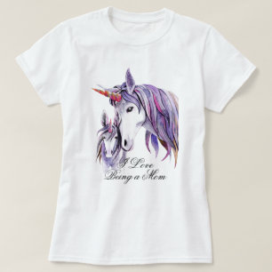 I Liebe als Mama Lila Einhörner Mama und Baby T-Shirt