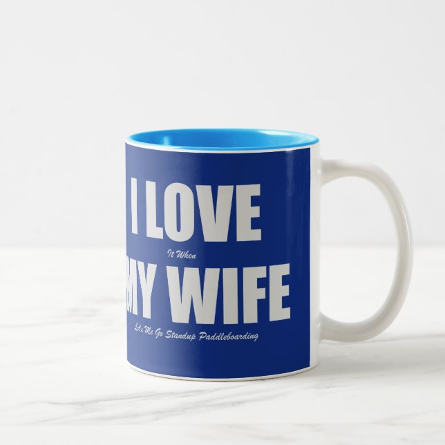 I Liebe, als meine Ehefrau uns ich gehen ließ Zweifarbige Tasse (Rechts)