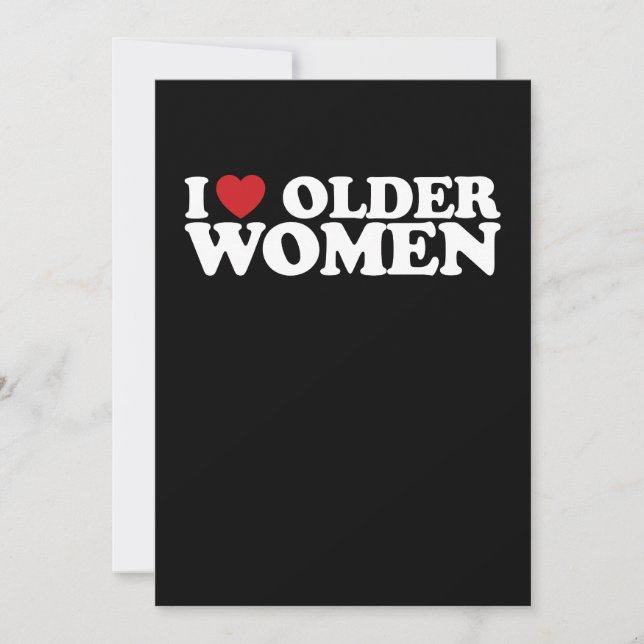 I Liebe Ältere Frauen Ich Herz Groovy Einladung (Vorderseite)