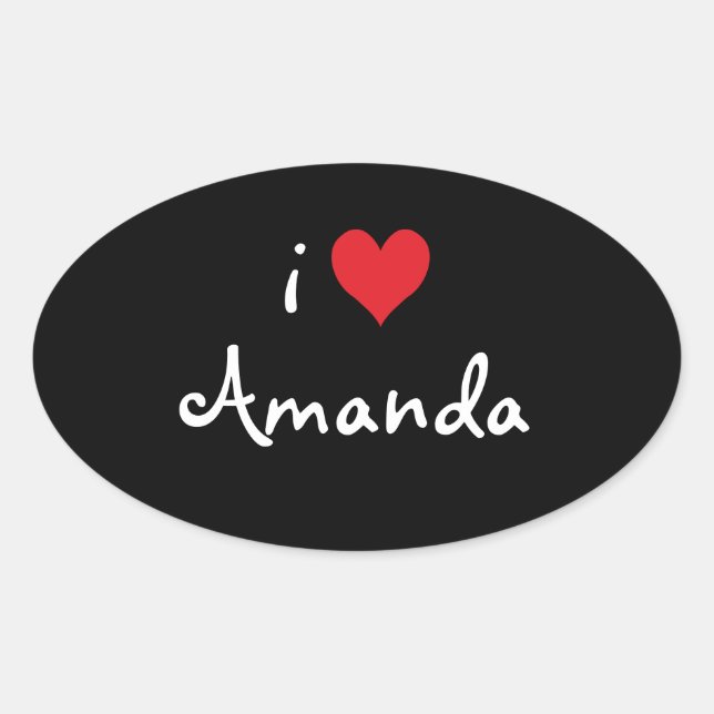 I Liebe Amanda Ovaler Aufkleber (Vorderseite)
