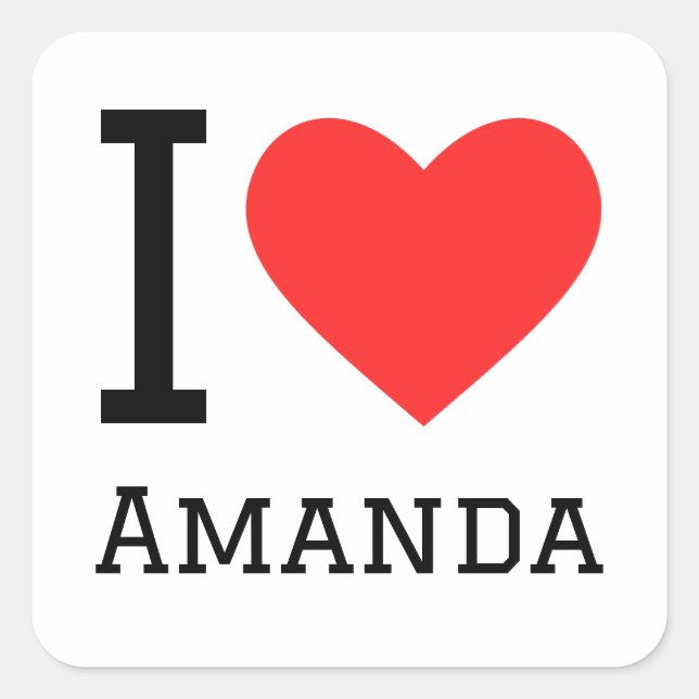 I Liebe Amanda Quadratischer Aufkleber (Vorderseite)