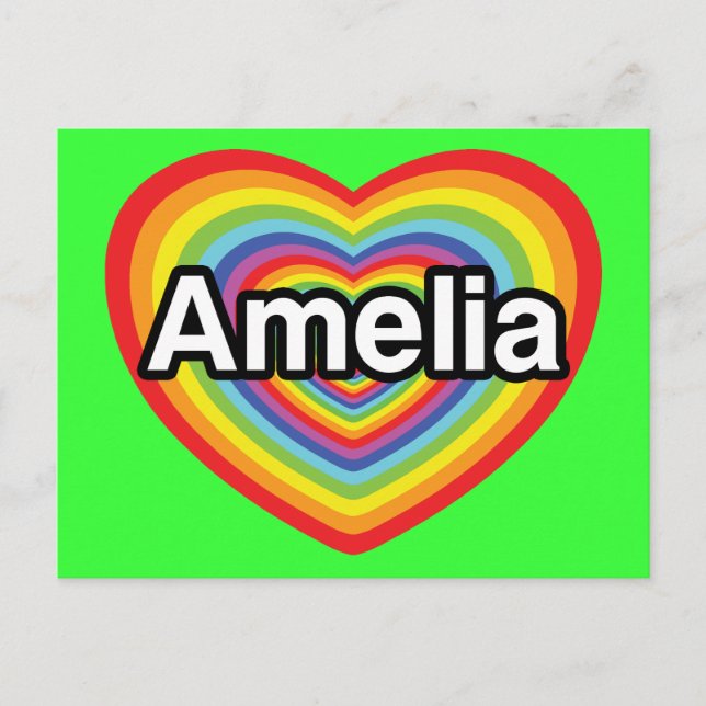 I Liebe Amelia, Regenbogenherz Postkarte (Vorderseite)
