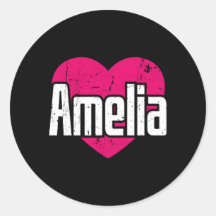 I Liebe Amelia Vorname I He Amelia Runder Aufkleber