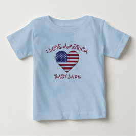 I Liebe America Flag hinzufügen Babyname Baby T-shirt