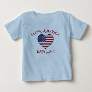 I Liebe America Flag hinzufügen Babyname Baby T-shirt