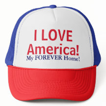 I Liebe America Red White Blue Hat