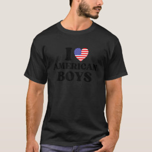 I Liebe American Boys I Red Heart USA Boys America T-Shirt