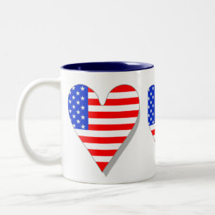 I Liebe-Amerika-Herz-Flaggen-Tasse Zweifarbige Tasse