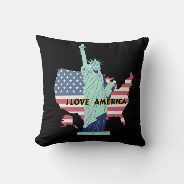 I Liebe Amerika - Liberty & Pride T - Shirt Kissen (Vorderseite)