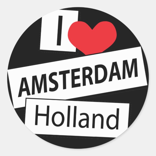 I Liebe Amsterdam Holland Runder Aufkleber (Vorderseite)