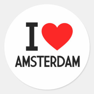 I Liebe Amsterdam Runder Aufkleber