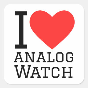 I Liebe analoge Uhr Quadratischer Aufkleber