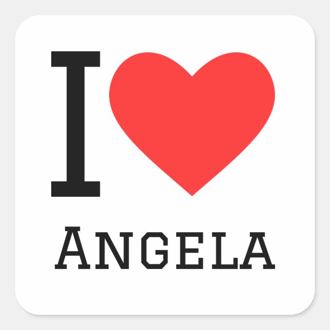 I Liebe Angela Quadratischer Aufkleber (Vorderseite)