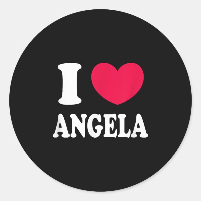 I Liebe Angela Runder Aufkleber (Vorderseite)