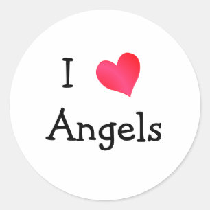 I Liebe Angels Runder Aufkleber