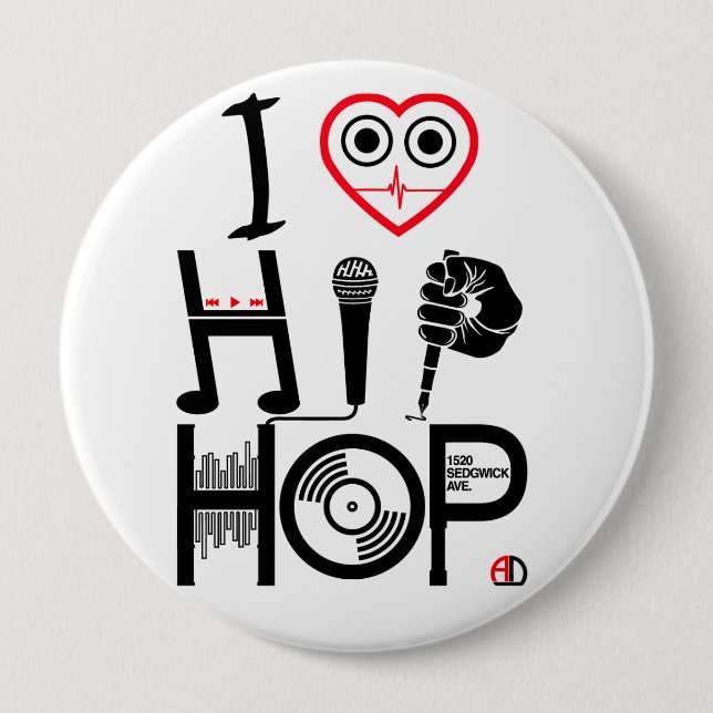 I Liebe Angesagt-Hopfen - Musik-Entwurf, Abzeichen Button (Vorderseite)