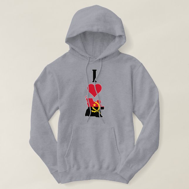 I Liebe Angola Vertikal I Herzangola Länderflagge Hoodie (Design vorne)
