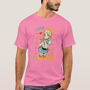 I Liebe Anime and Burgers - Niedlich Kawaii - Mang T-Shirt
