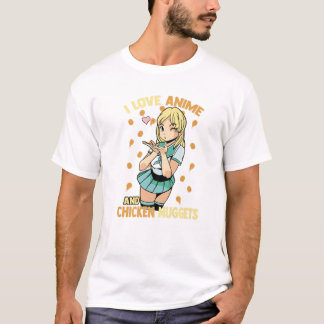 I Liebe Anime and Chicken Nuggets - Niedlich Kawai T-Shirt