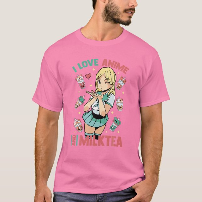I Liebe Anime and Milk Tee - Niedlich Kawaii - Mat (Vorderseite)