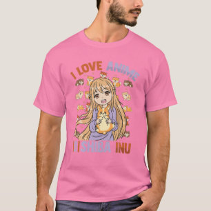 I Liebe Anime and Shiba Inu - Kawaii Otaku Girl - T-Shirt
